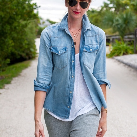J. Crew Tops - J.Crew western denim in pale indigo